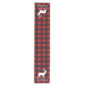 Red Buffalo Plaid & Reindeer | Personal Name Gift  ミディアムテーブルランナー (正面)