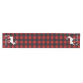 Red Buffalo Plaid & Reindeer | Personal Name Gift  ミディアムテーブルランナー (横)