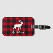 Red Buffalo Plaid & Reindeer | Personal Name Gift  ラゲッジタグ (正面横)
