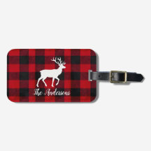 Red Buffalo Plaid & Reindeer | Personal Name Gift 