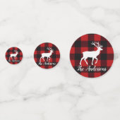 Red Buffalo Plaid & Reindeer | Personal Name Table コンフェッティ (裏面)