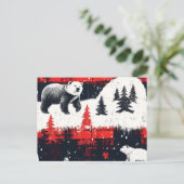 Red Buffalo Plaids Polar Bear シーズンポストカード (スタンド正面)