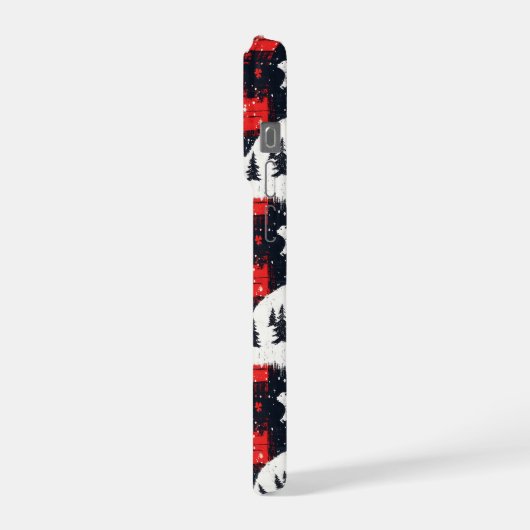 Red Buffalo Plaids Polar Bear iPhoneケース (左側面)