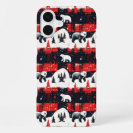 Red Buffalo Plaids Polar Bear iPhone 16 Plusケース