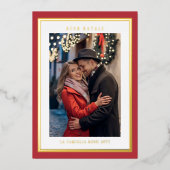 Red Buon Natale Simple Modern Photo 箔シーズンカード (正面)