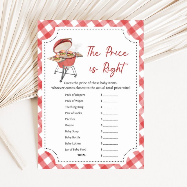 Red Burger BBQ Baby Shower The Price is Right Game (Burger BBQ Baby Shower Game)