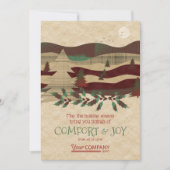 Red、Burgundy、Beigeの会社の素朴ホリデーカード カード (正面)