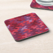 Red Burgundy Camo Plastic Coaster Set コースター (左側)