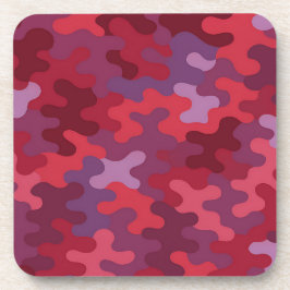 Red Burgundy Camo Plastic Coaster Set コースター