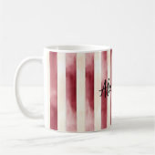 Red Burgundy Cream Stripes Christmas コーヒーマグカップ (左)