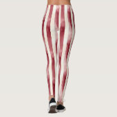 Red Burgundy Cream Stripes Christmas レギンス (裏面)