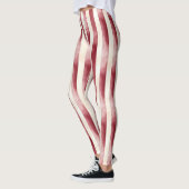 Red Burgundy Cream Stripes Christmas レギンス (左)