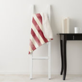 Red Burgundy Cream Stripes Flowers Leaves シェルパブランケット (インサイチュ)