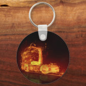 Red Burning Truck in Fire Flames キーホルダー (正面)