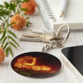 Red Burning Truck in Fire Flames キーホルダー (側面)