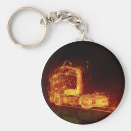 Red Burning Truck in Fire Flames キーホルダー