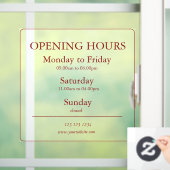 Red Business Opening Hours Sign | Window Cling ウィンドウサイン (ホーム)