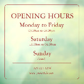 Red Business Opening Hours Sign | Window Cling ウィンドウサイン (シート3)