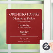 Red Business Opening Hours Sign | Window Cling ウィンドウサイン (ホーム)