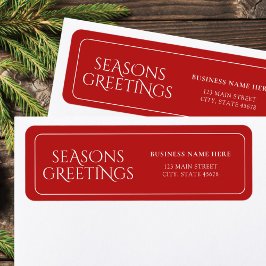 Red Business Seasons Greetings Return Address ラベル