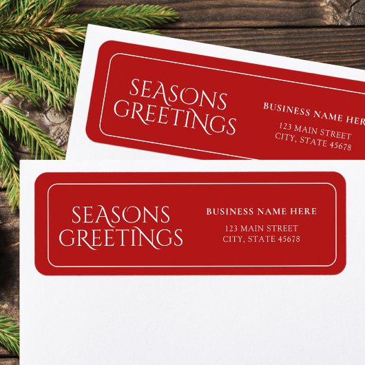 Red Business Seasons Greetings Return Address ラベル