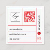 Red Business Thank You Card Order Insert スクエア名刺 (裏面)