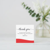 Red Business Thank You Card Order Insert スクエア名刺 (スタンド正面)