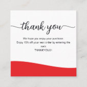 Red Business Thank You Card Order Insert スクエア名刺 (正面)