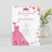 Red Butterflies Dress Photo 15 XV Quinceanera 招待状 (スタンド正面)