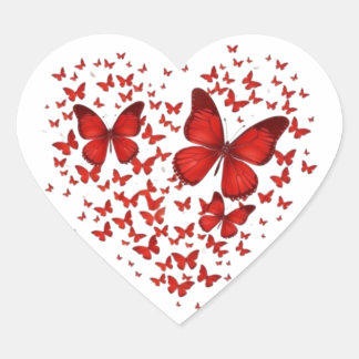 Red Butterfly Heart – A Symbol of Passion and Love ハートシール