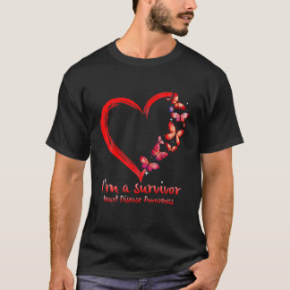 Red Butterfly Heart I'm A Survivor Heart Disease A Tシャツ