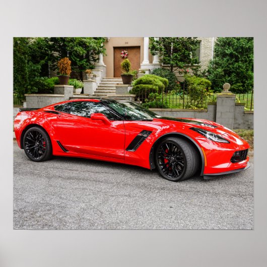Red C7 Chevrolet Corvette ポスター (正面)