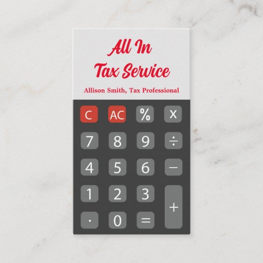 Red Calculator Tax Service 名刺 (正面)
