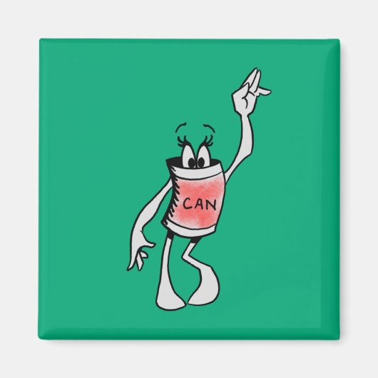 Red Can Creature Square Magnet マグネット (正面)