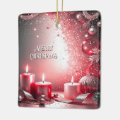 Red Candles Christmas Decorative Holiday Ornament セラミックオーナメント (左)