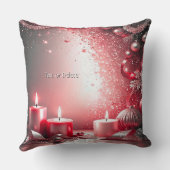 Red Candles Christmas Holiday Throw Pillow クッション (裏面)