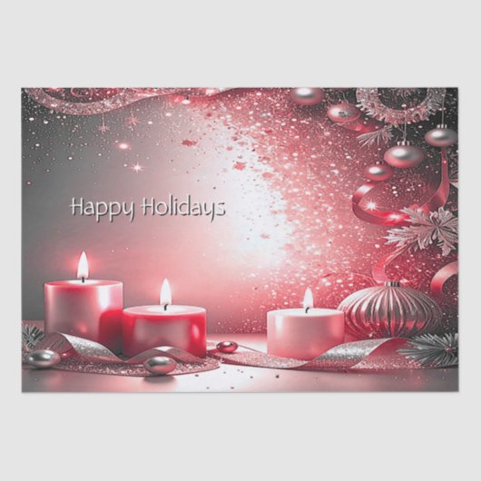 Red Candles Christmas Holiday Tissue Paper 薄葉紙 (正面)