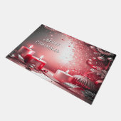 Red Candles Decorative Christmas Holiday Doormat ドアマット (アングル)