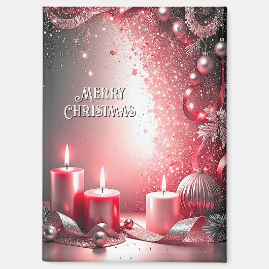 Red Candles Decorative Christmas Holiday Magnet マグネット (正面)