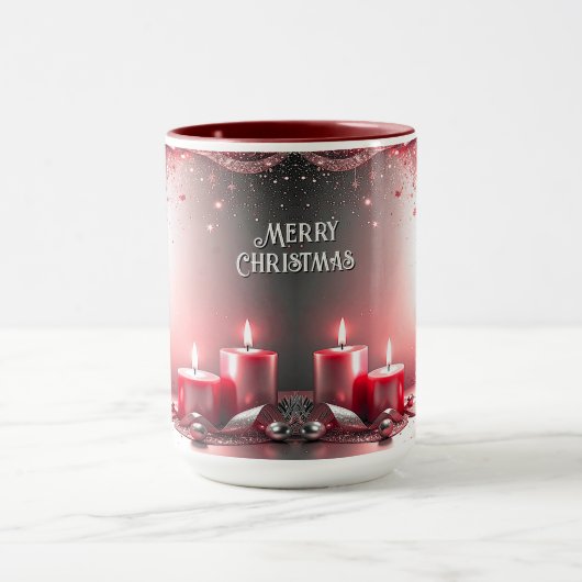 Red Candles Decorative Christmas Holiday Mug マグカップ (中央)