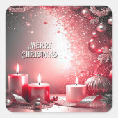 Red Candles Decorative Christmas Holiday Sticker スクエアシール (正面)