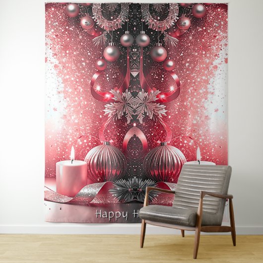 Red Candles Decorative Holiday Backdrop タペストリー (インサイチュ)