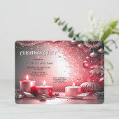 Red Candles Decorative Holiday Party Invitation 招待状 (スタンド正面)