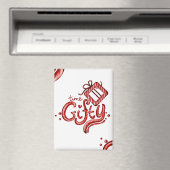 Red Candy Cane Christmas Decor “Gifty Time” マグネット (インサイチュ (食洗機))