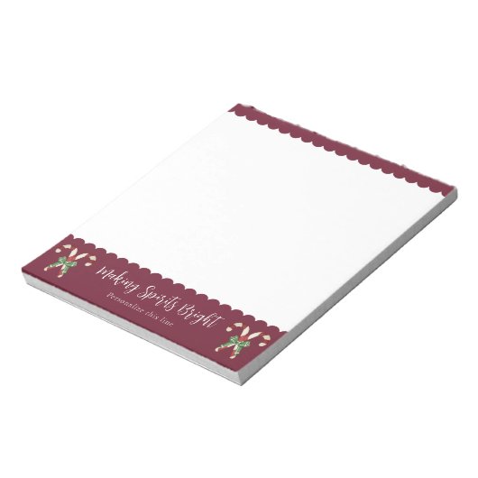 Red Candy Cane Festive Holiday Personalized ノートパッド (回転)