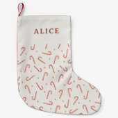 Red Candy Cane Stars Festive スモールクリスマスストッキング (正面)