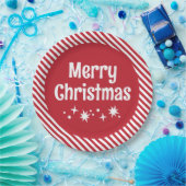 Red Candy Cane Stripe Cocktail Paper Plates ペーパープレート (パーティー)