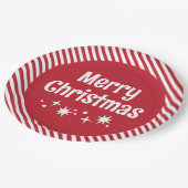 Red Candy Cane Stripe Cocktail Paper Plates ペーパープレート (アングル)