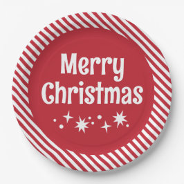 Red Candy Cane Stripe Cocktail Paper Plates ペーパープレート