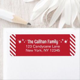 Red Candy Cane Stripe Return Address Labels ラベル